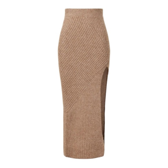 Nicholas Kyleigh Midi Knit Skirt Tan Alpaca Wool Blend Size Medium - Picture 2 of 12